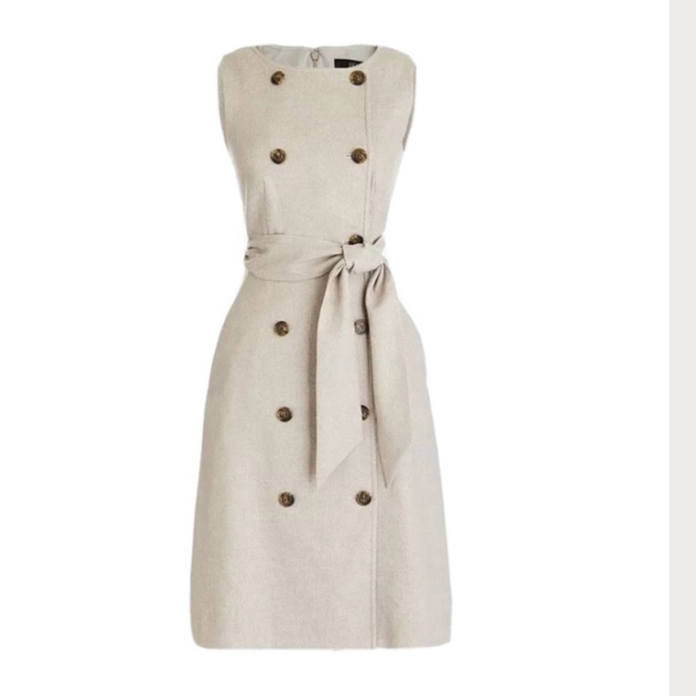 J Crew Linen Double Breasted Sheath Dress